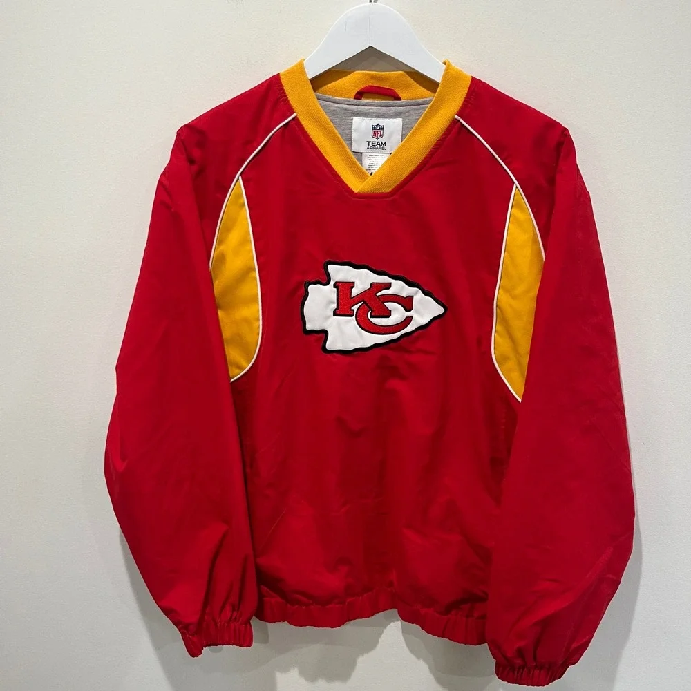 NFL Team Apparel Kansas City Chiefs Pullover Windbreaker Mens Size M Red Yellow